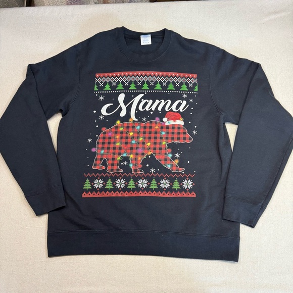 Mama Bear Christmas Black Sweatshirt - Size Medium - Picture 6 of 15